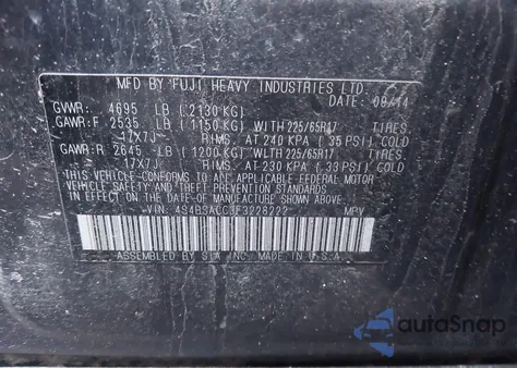 2015 Subaru Outback 2.5I Premium z USA, uszkodzony, nr VIN 4S4BSACC3F3228222